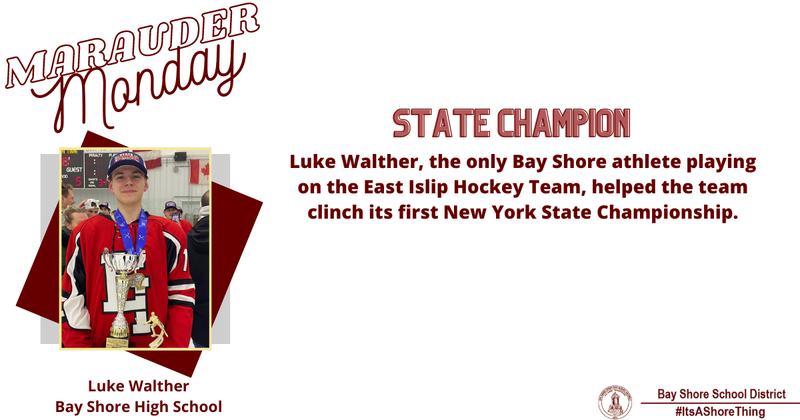 It's Marauder Monday! This week we are recognizing ż High School student, Luke Walter, the only ż athlete playing on the East Islip Hockey Team. 